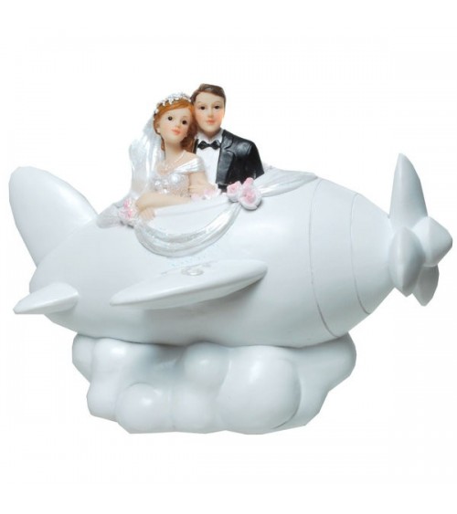 Tirelire couple de mariés dans avion Figurines de mariée ALSACESHOPPING