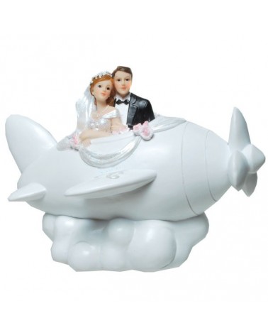 Tirelire couple de mariés dans avion Figurines de mariée ALSACESHOPPING