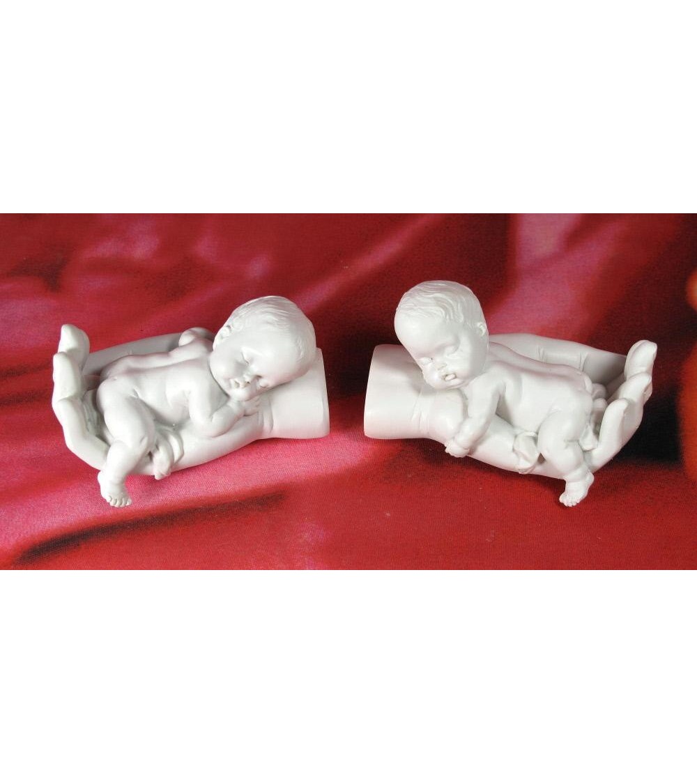 Figurine bébé dans la main, le lot de 2 statuettes Anges ALSACESHOPPING