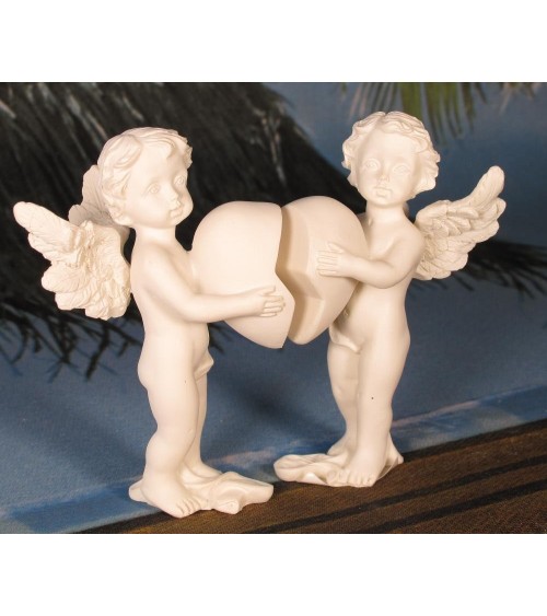 Figurine couple d'anges avec coeur Anges ALSACESHOPPING