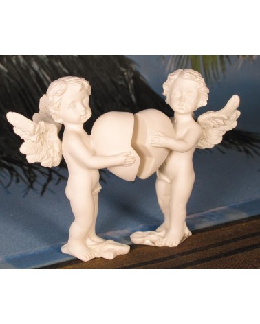 Figurine couple d'anges avec coeur Anges ALSACESHOPPING