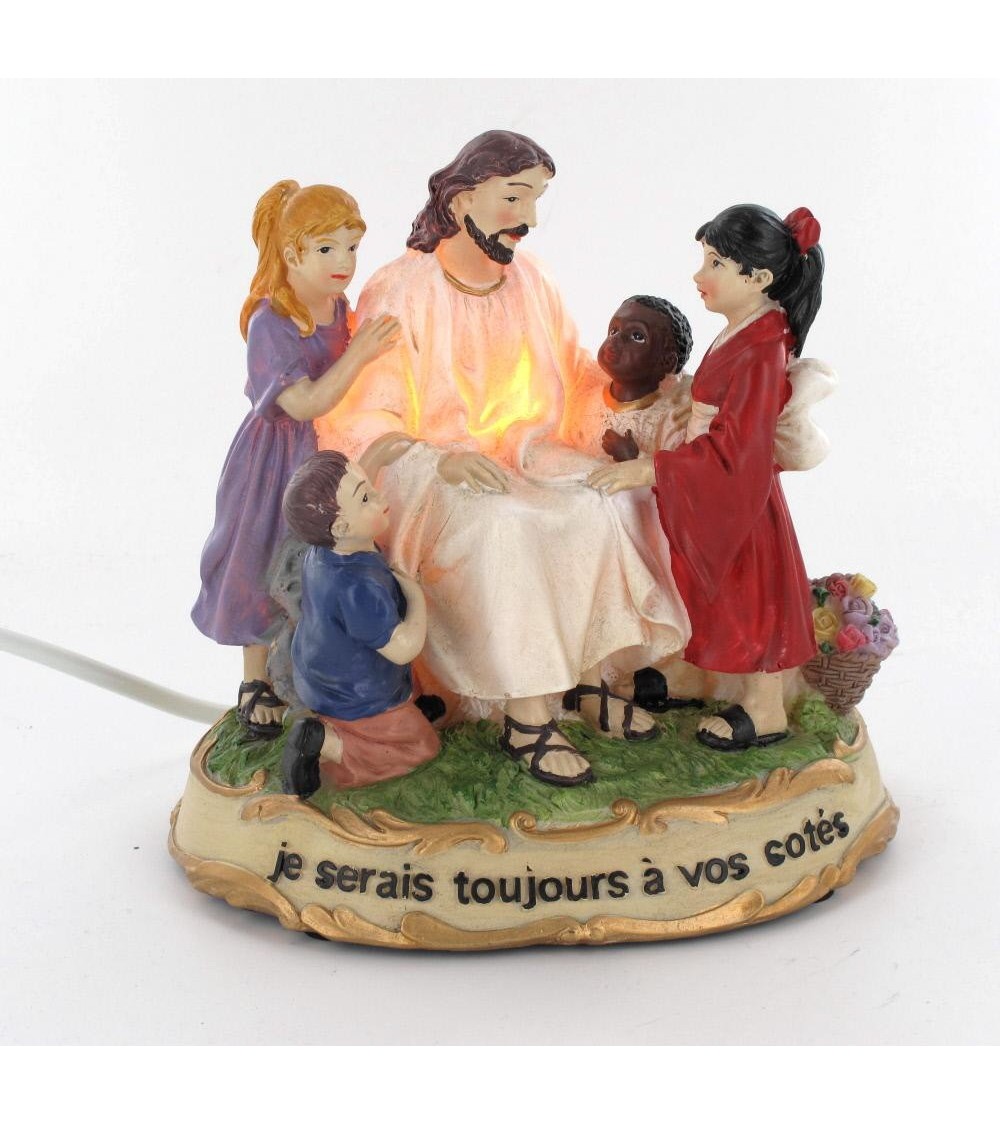 Jésus avec enfants Animations et guirlandes lumineuses ALSACESHOPPING
